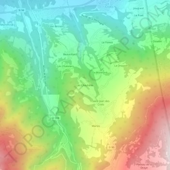 Les Chaulières topographic map, elevation, terrain