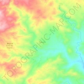 Pavas topographic map, elevation, terrain