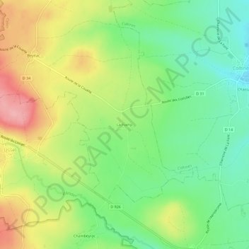 Lachamp topographic map, elevation, terrain
