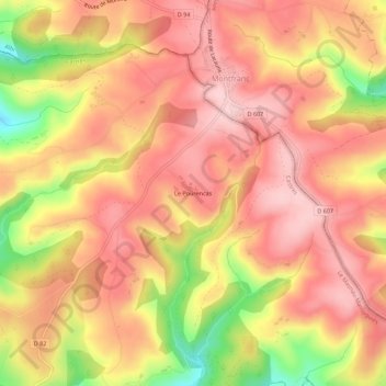 Le Pourencas topographic map, elevation, terrain