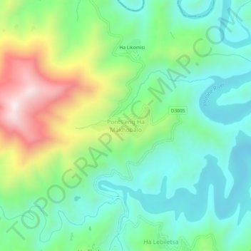 Ponts'eng Ha Makhobalo topographic map, elevation, terrain