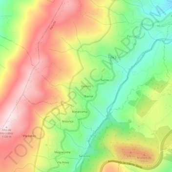 Outeiro topographic map, elevation, terrain