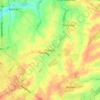 Poucet topographic map, elevation, terrain