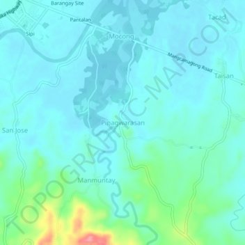 Pinagwarasan topographic map, elevation, terrain