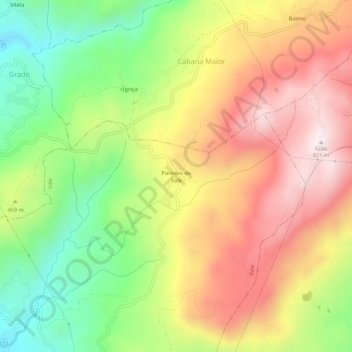 Paredes do Vale topographic map, elevation, terrain