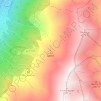 Juifen topographic map, elevation, terrain