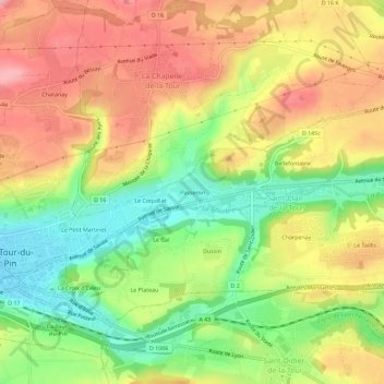 Passeron topographic map, elevation, terrain