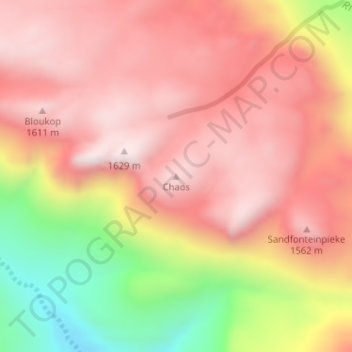 Chaos topographic map, elevation, terrain