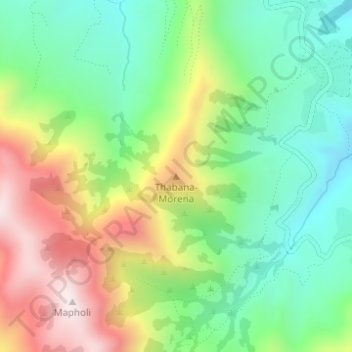 Thabana-Morena topographic map, elevation, terrain