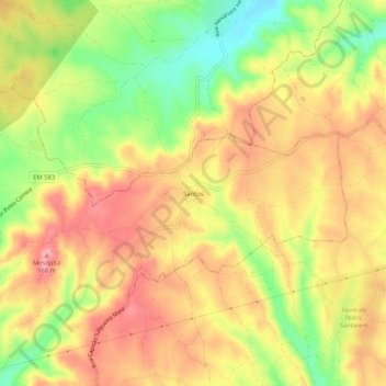 Santos topographic map, elevation, terrain