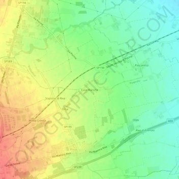 Case Bianche topographic map, elevation, terrain