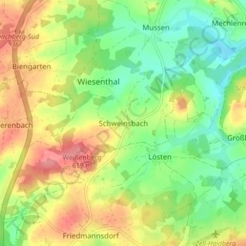 Schweinsbach topographic map, elevation, terrain