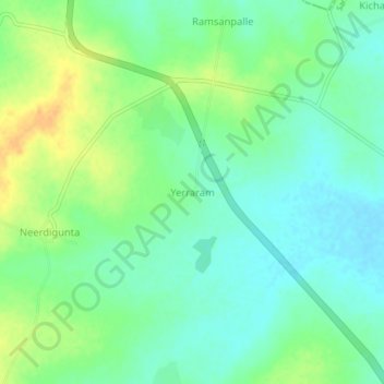 Yerraram topographic map, elevation, terrain