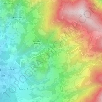 Rieding topographic map, elevation, terrain