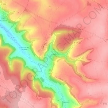Le Vallon topographic map, elevation, terrain