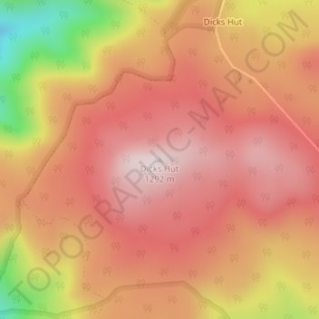 Dicks Hut topographic map, elevation, terrain