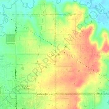 New Tulsa topographic map, elevation, terrain