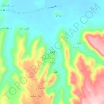 Adh Dhari topographic map, elevation, terrain