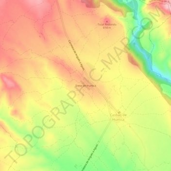 Sieso de Huesca topographic map, elevation, terrain