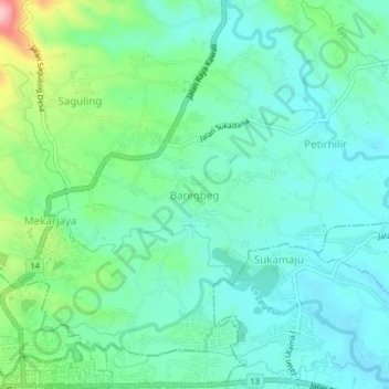 Baregbeg topographic map, elevation, terrain