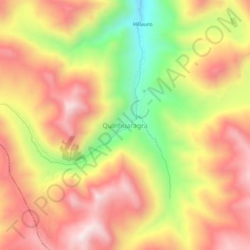Quinhuaragra topographic map, elevation, terrain