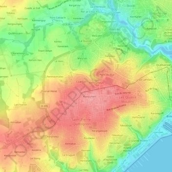 Keranroux topographic map, elevation, terrain