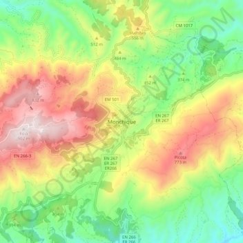 Monchique topographic map, elevation, terrain