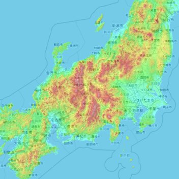 Nagano Prefecture topographic map, elevation, terrain