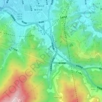 深长村 topographic map, elevation, terrain