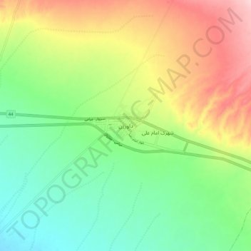 Davarzan topographic map, elevation, terrain