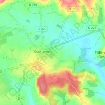 Les Aubey topographic map, elevation, terrain