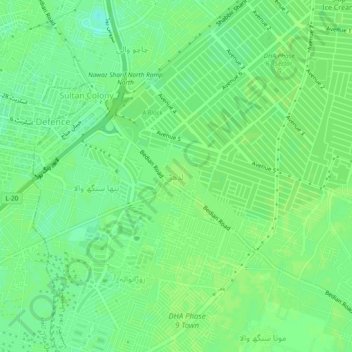 Lidher topographic map, elevation, terrain