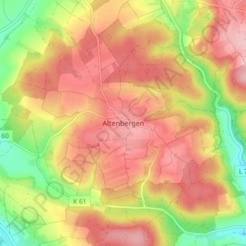 Altenbergen topographic map, elevation, terrain