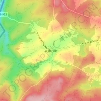 Willerzie topographic map, elevation, terrain