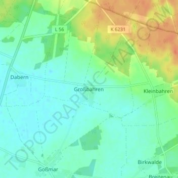 Großbahren topographic map, elevation, terrain