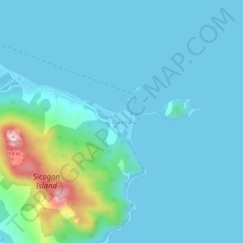 Buaya topographic map, elevation, terrain