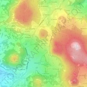 Faussier topographic map, elevation, terrain