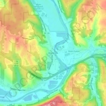 Miamitown topographic map, elevation, terrain