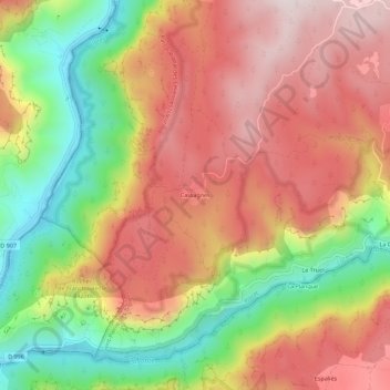 Cassagnes topographic map, elevation, terrain