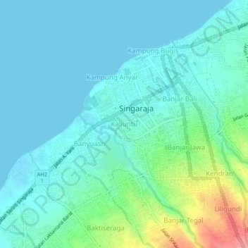 Kaliuntu topographic map, elevation, terrain