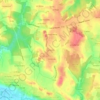 Les Viards topographic map, elevation, terrain