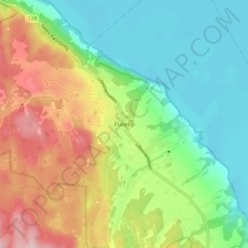 Flateby topographic map, elevation, terrain