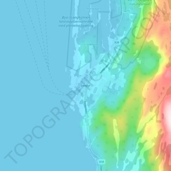 Inndyr topographic map, elevation, terrain