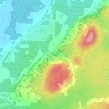 Paradis-des-Chênes topographic map, elevation, terrain