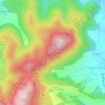 Plan du Lac topographic map, elevation, terrain