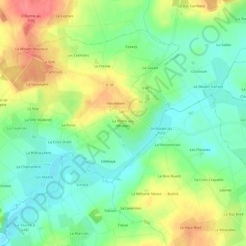 La Motte aux Vesques topographic map, elevation, terrain