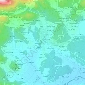 Pedrido topographic map, elevation, terrain