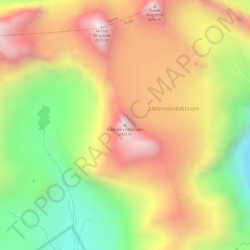 Stølsmaradalstinden topographic map, elevation, terrain