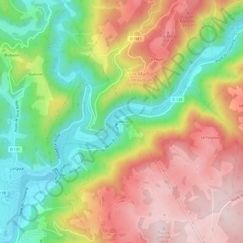 Grafeuil topographic map, elevation, terrain