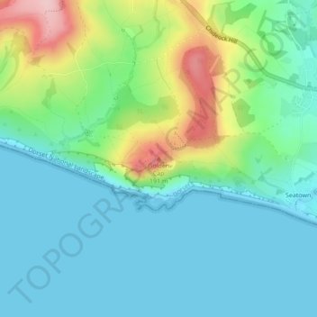 Golden Cap topographic map, elevation, terrain